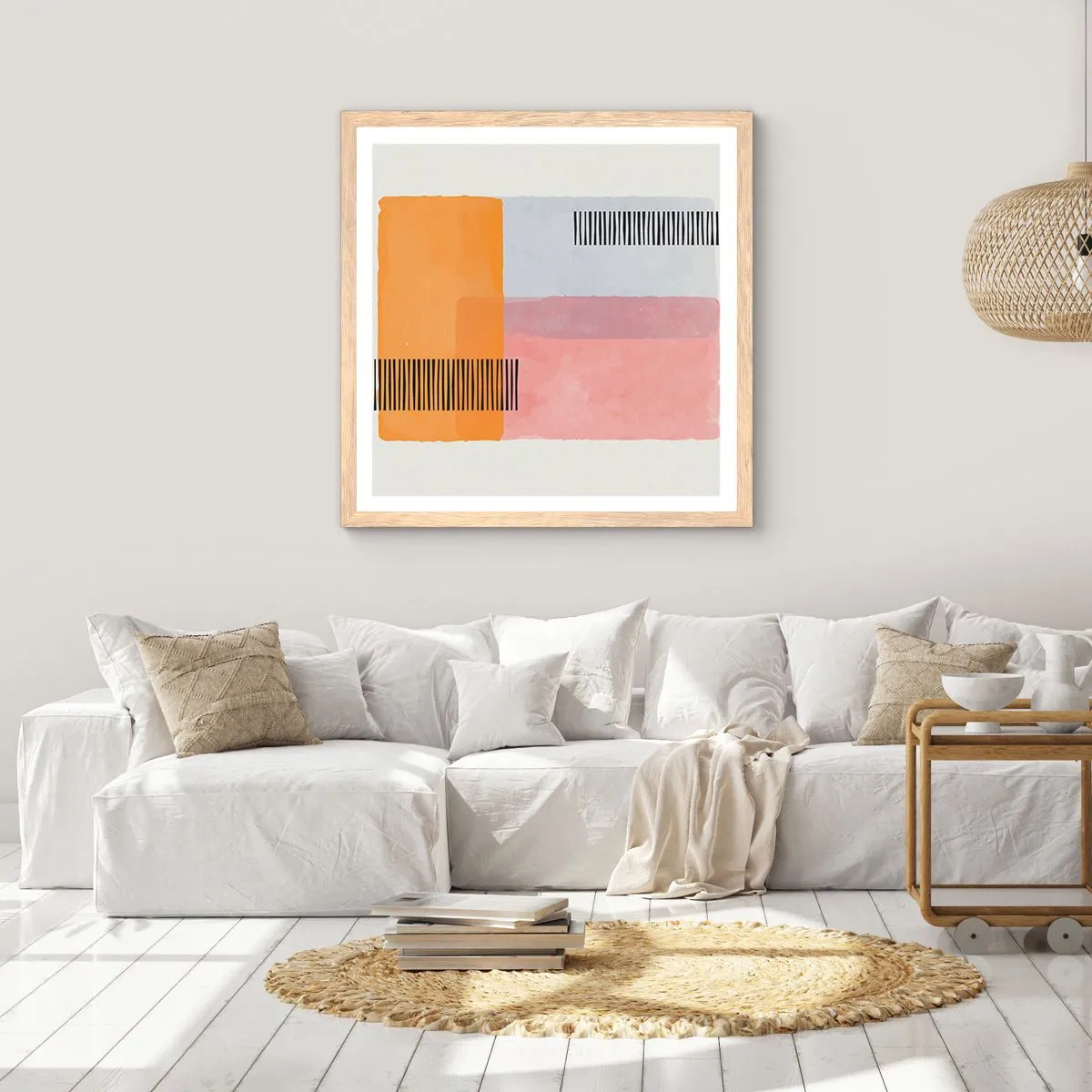 Plakat i ramme af lyst egetræ - Fra hjørne til hjørne - 30x30 cm