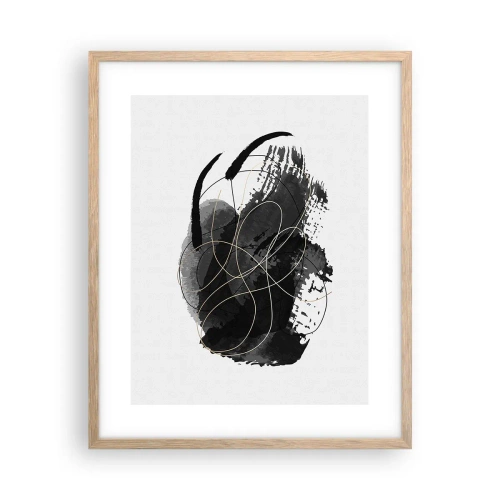 Plakat i ramme af lyst egetræ - Kom frem fra det sorte - 40x50 cm