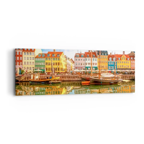 Lærredstryk - Billede på lærred - Over vand så glat som et spejl - 90x30 cm