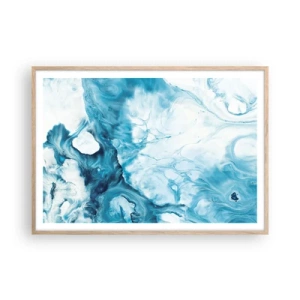 Plakat i ramme af lyst egetræ - Blå koncert - 100x70 cm