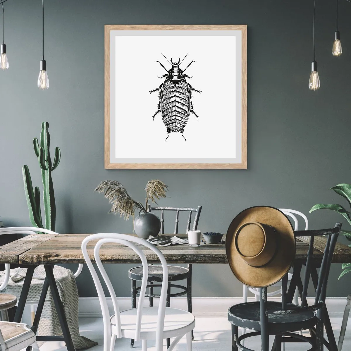 Plakat i ramme af lyst egetræ - Sikke et eksemplar! - 60x60 cm