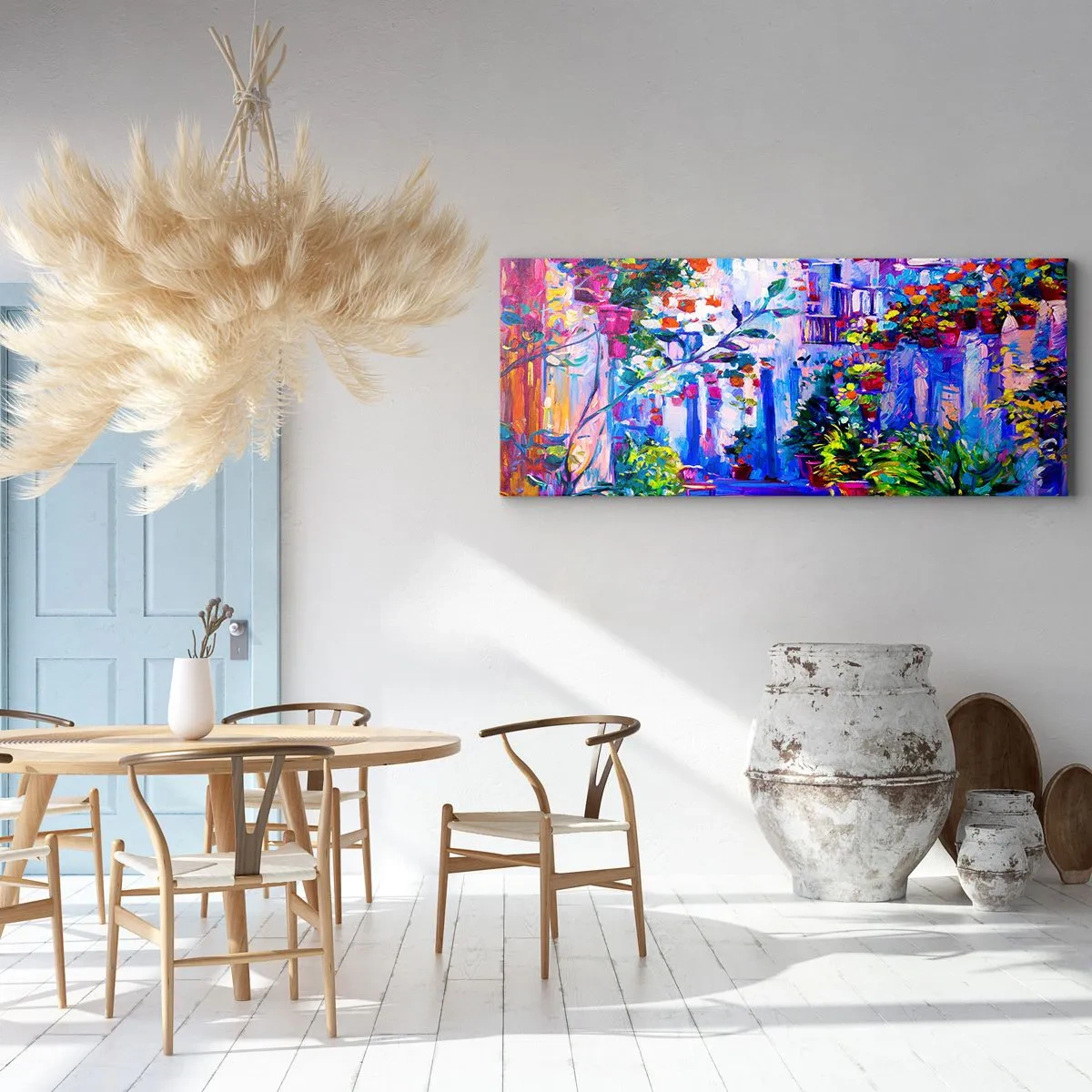 Lærredstryk - Billede på lærred - Impression - Italiensk gade - 160x50 cm