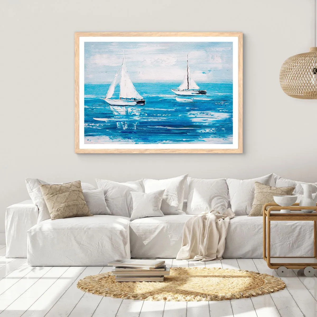 Plakat i ramme af lyst egetræ - Med en ven ved din side - 100x70 cm