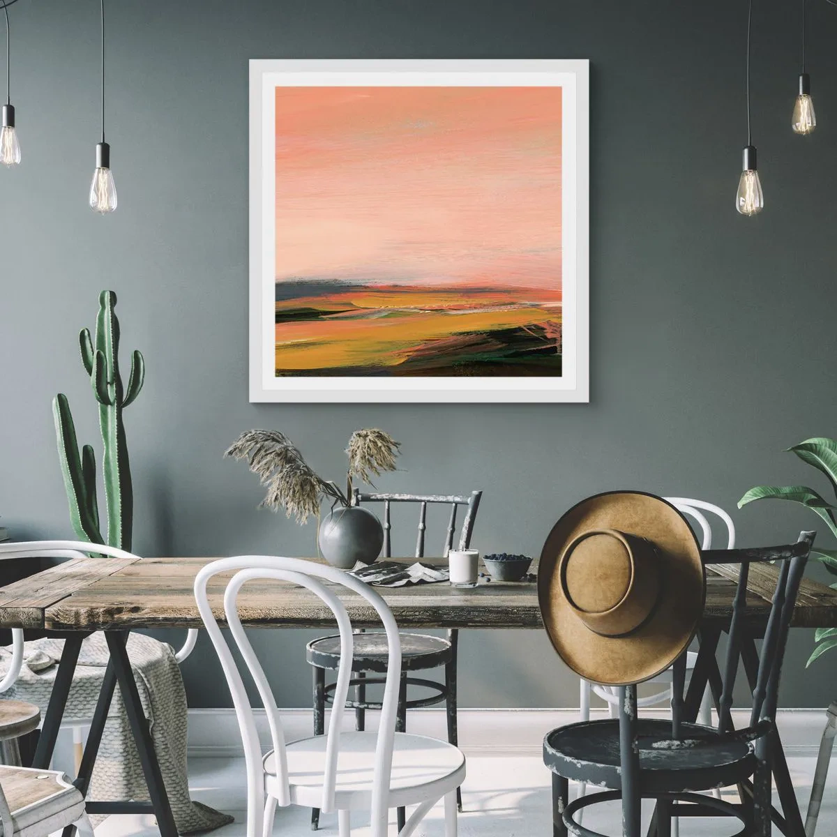 Plakat i hvid ramme - I lyserøde toner - 50x50 cm