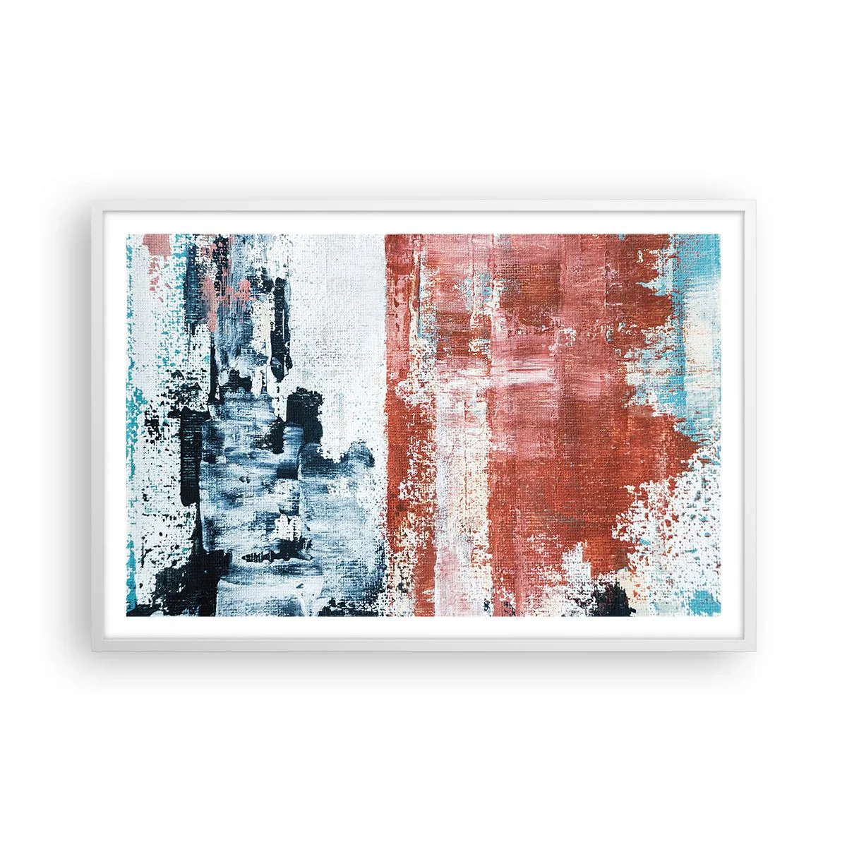 Plakat i hvid ramme - Abstrakt halvt og halvt - 91x61 cm
