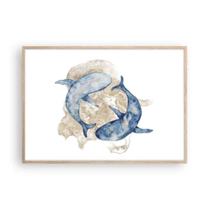 Plakat i ramme af lyst egetræ - Venskab eller kærlighed? - 100x70 cm