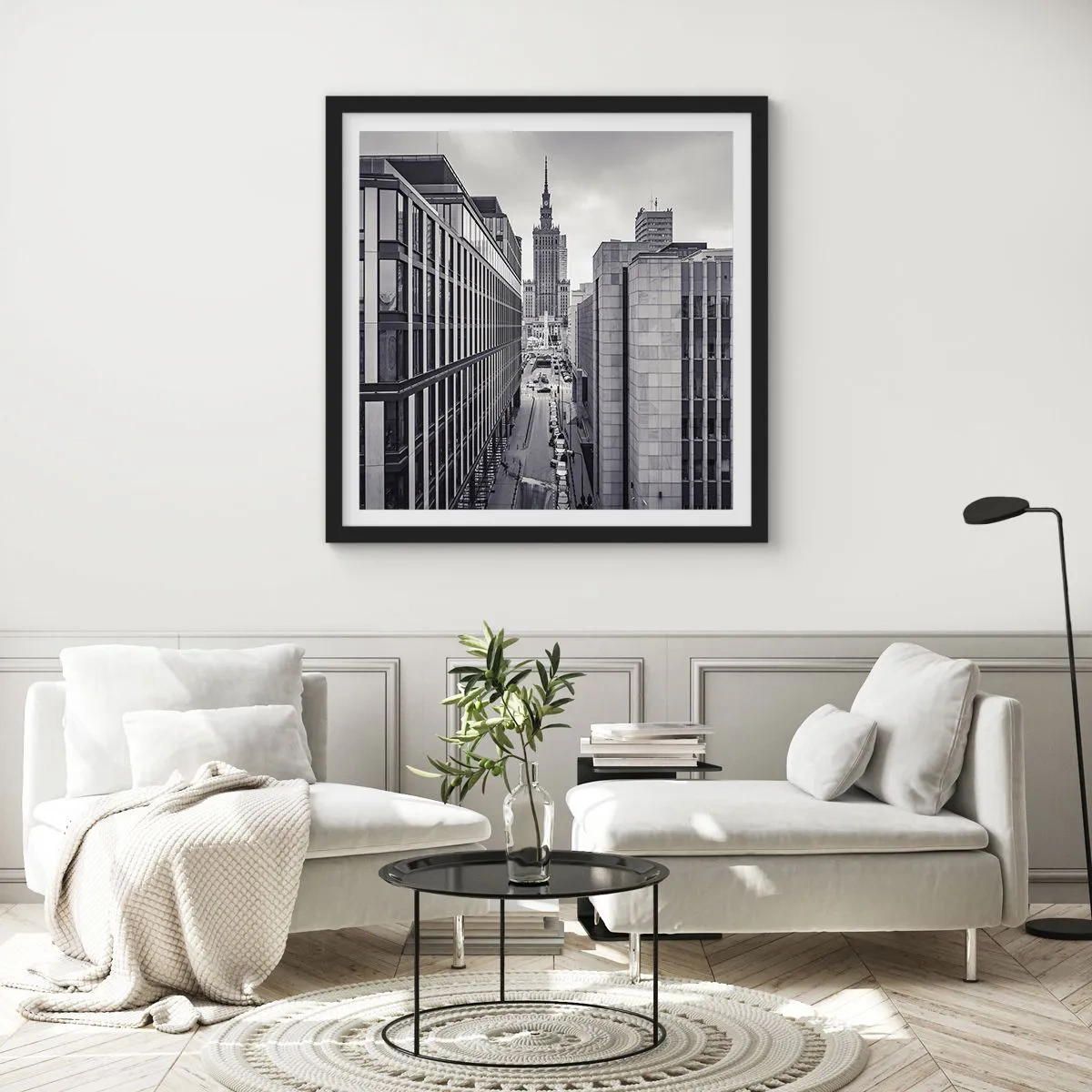 Plakat i sort ramme - Warszawa dalen - 50x50 cm