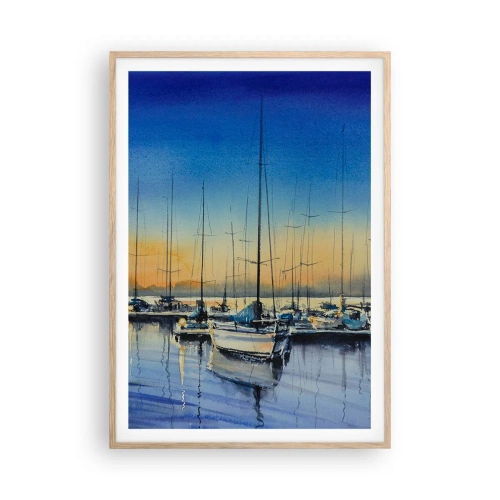 Plakat i ramme af lyst egetræ - Slutningen på en god dag - 70x100 cm