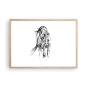 Plakat i ramme af lyst egetræ - I en yndefuld trav - 70x50 cm