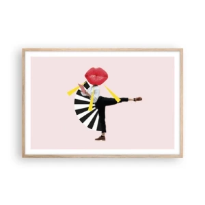 Plakat i ramme af lyst egetræ - Surrealistisk popkunst - 91x61 cm