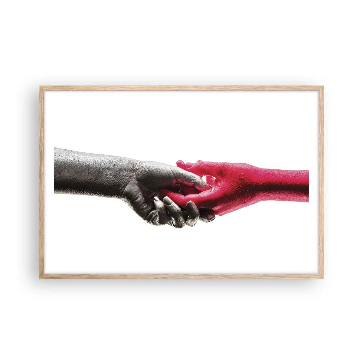 Plakat i ramme af lyst egetræ - Sammen, om end forskellige - 91x61 cm
