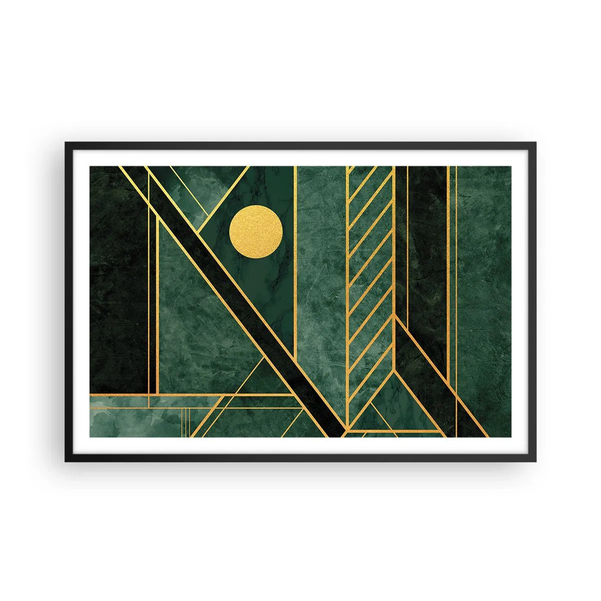 Plakat i sort ramme - Dynamikken i guld og azurblå - 91x61 cm