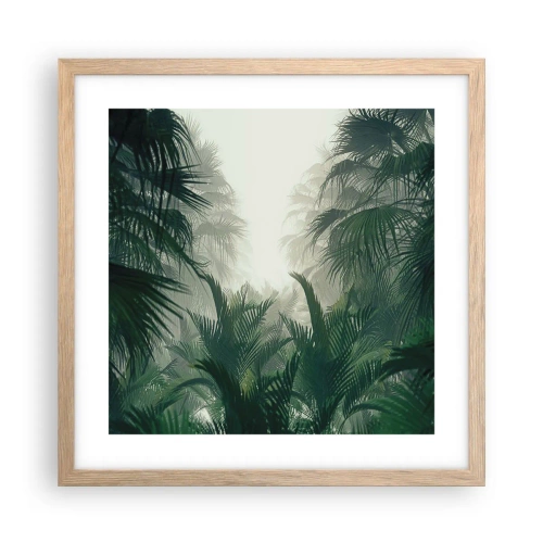 Plakat i ramme af lyst egetræ - Tropisk mysterium - 40x40 cm