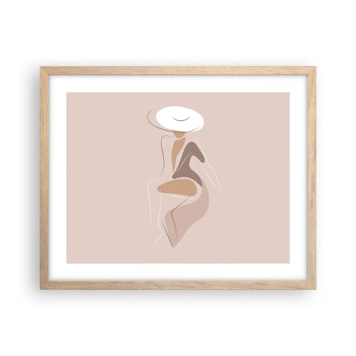 Plakat i ramme af lyst egetræ - En dame, der skal være - 50x40 cm