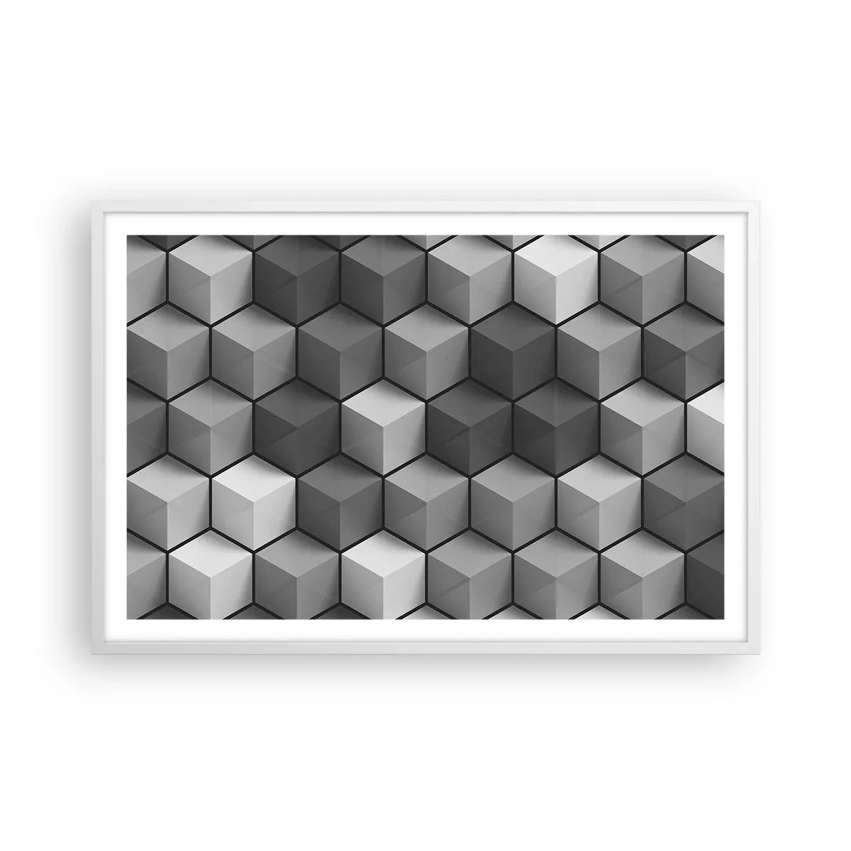 Plakat i hvid ramme - Kubistisk puslespil - 91x61 cm