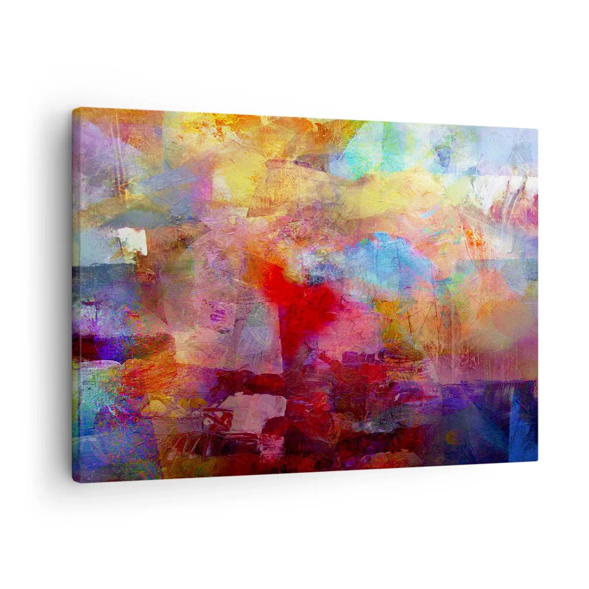 Lærredstryk - Billede på lærred - Farverig abstraktion i varme og kølige nuancer - 70x50cm - Et kig ind i regnbuen - Moderne vægdekoration til stue og soveværelse ARTTOR