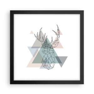 Plakat i sort ramme - I en geometrisk skov - 30x30 cm