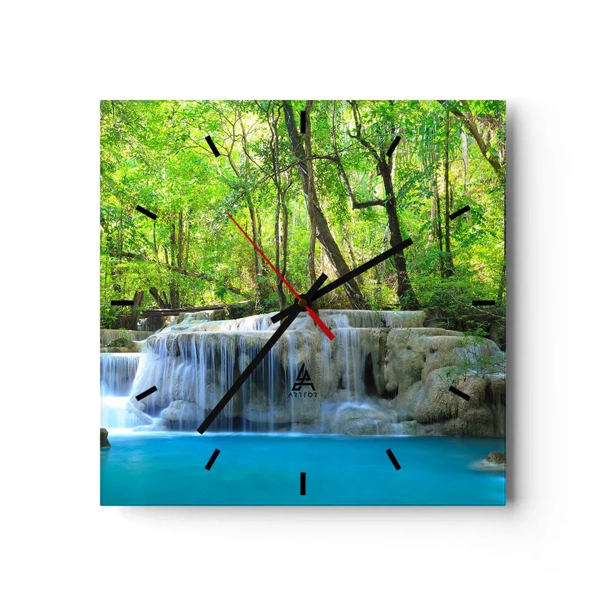 Vægur, Uret - Drukner i turkis og grønt - 40x40 cm