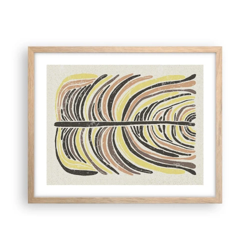 Plakat i ramme af lyst egetræ - Levende abstraktion - 50x40 cm
