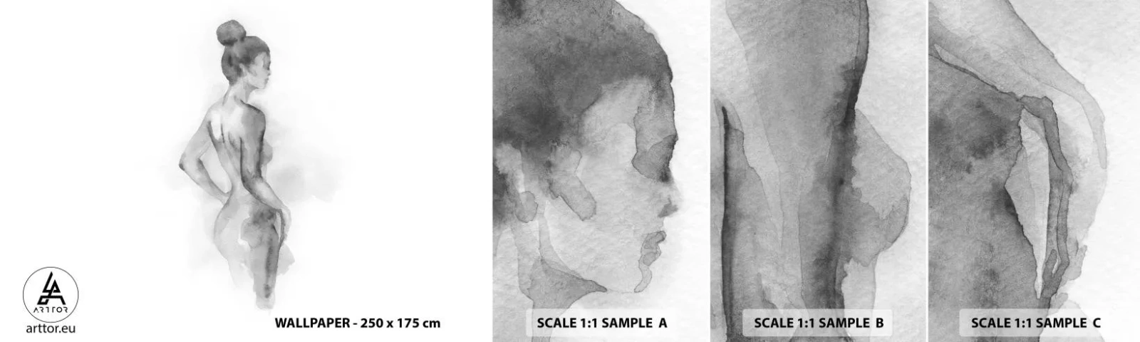 Prøve Fototapet Selvklæbende Deluxe Sticker - Smukt som et maleri - Kvinde, Legeme, Grafik - 100x30 cm