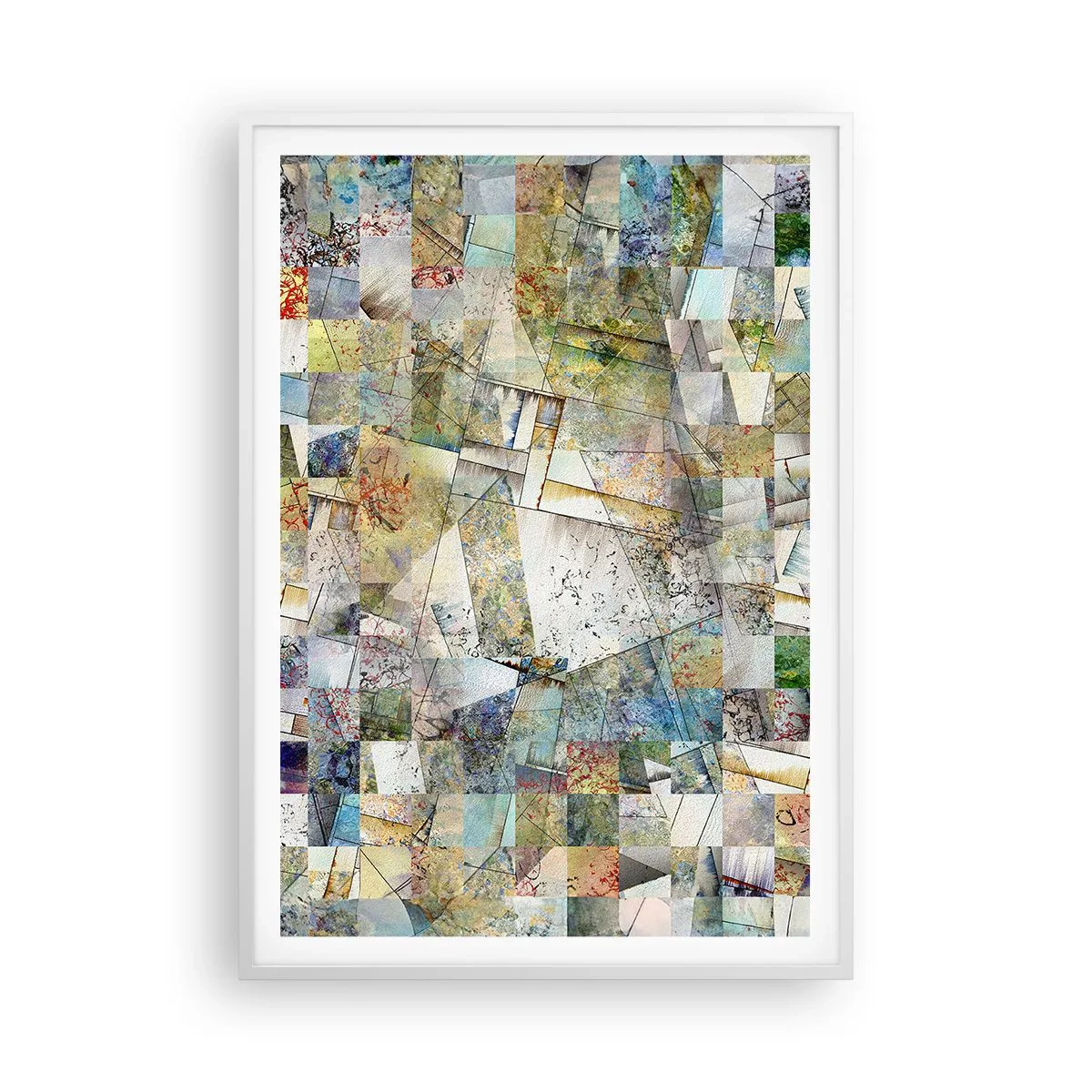 Plakat i hvid ramme - Geometrisk ommøblering - 70x100 cm