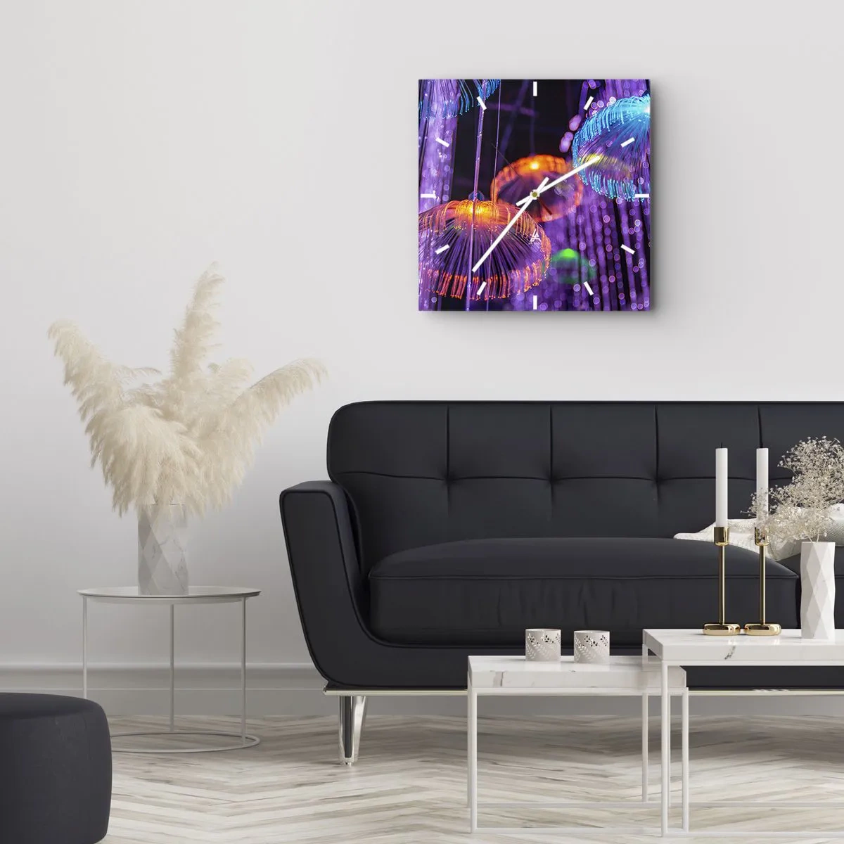 Vægur, Uret - Lysende springvand - 40x40 cm