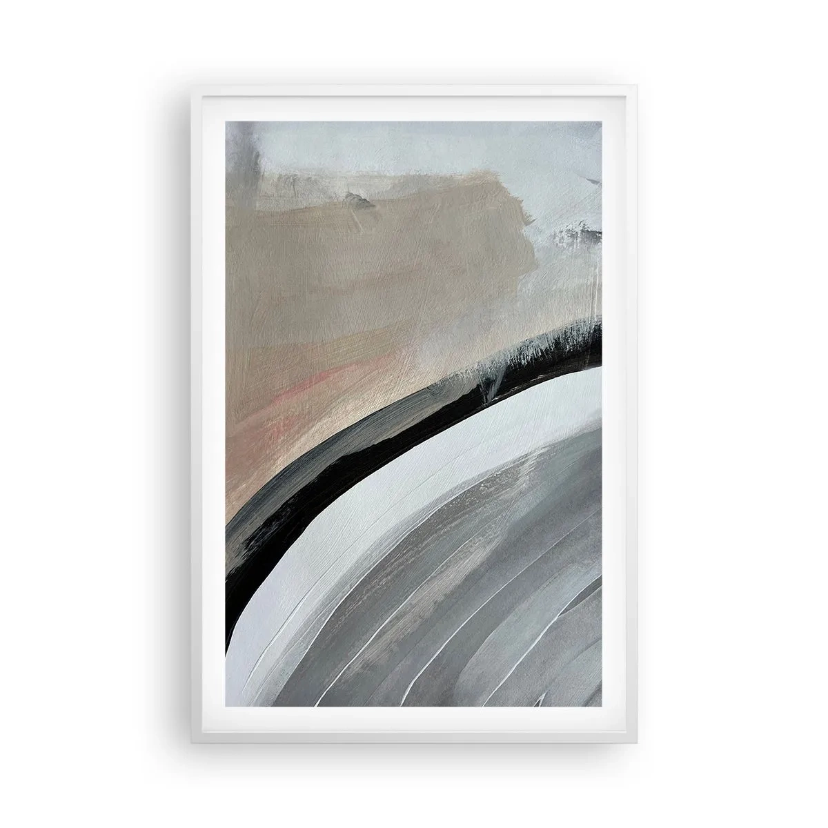Plakat i hvid ramme - Komposition: en bue af sort og gråt - 61x91 cm