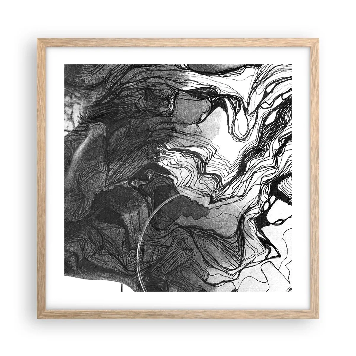 Plakat i ramme af lyst egetræ - Forviklet i drømme - 50x50 cm