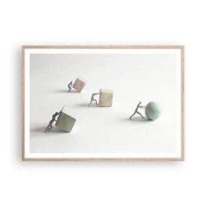 Plakat i ramme af lyst egetræ - Selve livet - 100x70 cm