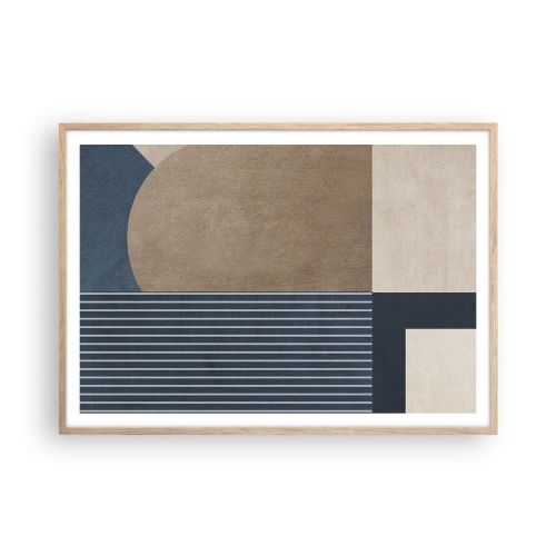 Plakat i ramme af lyst egetræ - En komposition af enkelhed og rundhed - 100x70 cm