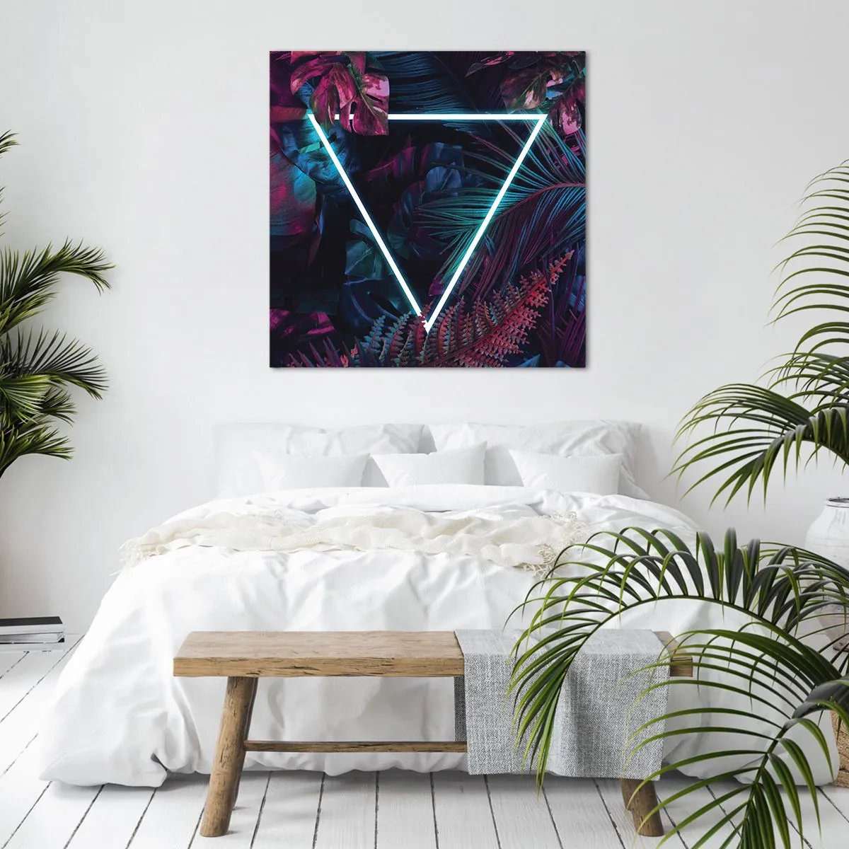 Lærredstryk - Billede på lærred - Have i disco-stil - 50x50 cm