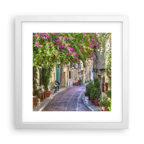 Plakat i hvid ramme - En blomstrende gyde - 30x30 cm