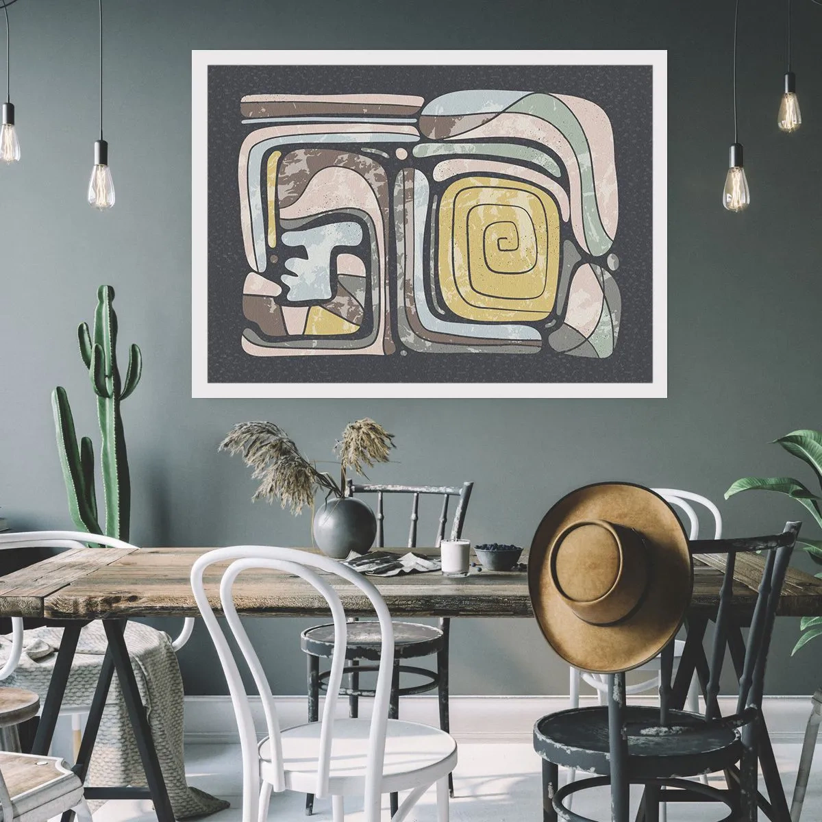 Plakat - Abstraktion i en præcolumbiansk ånd - 70x50 cm