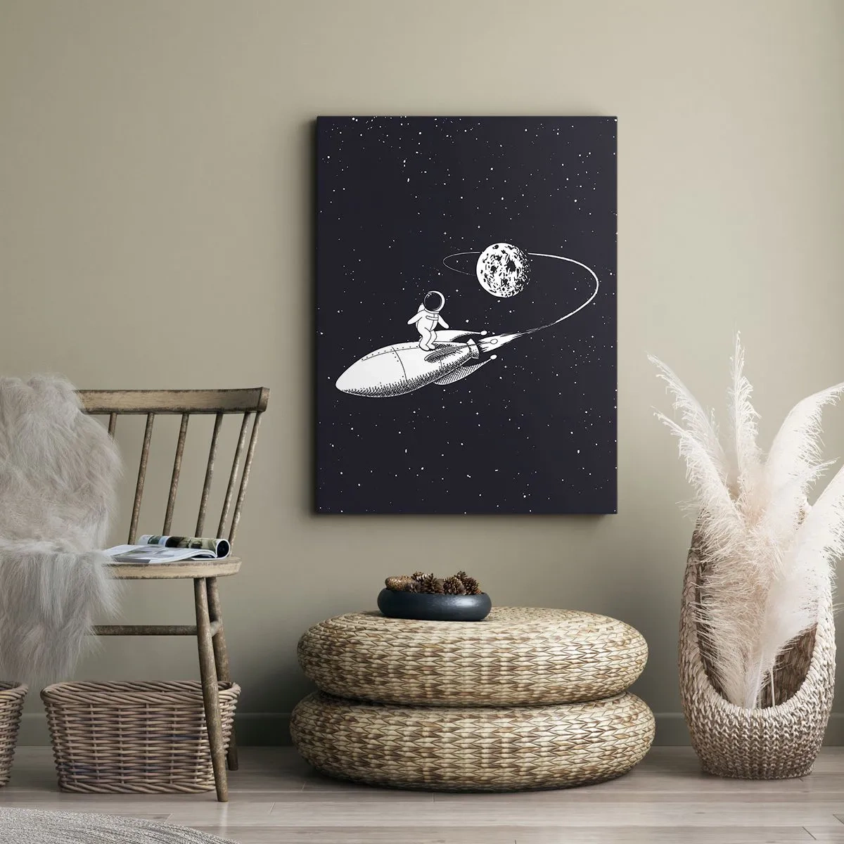 Lærredstryk - Billede på lærred - Space surfer - 50x70 cm