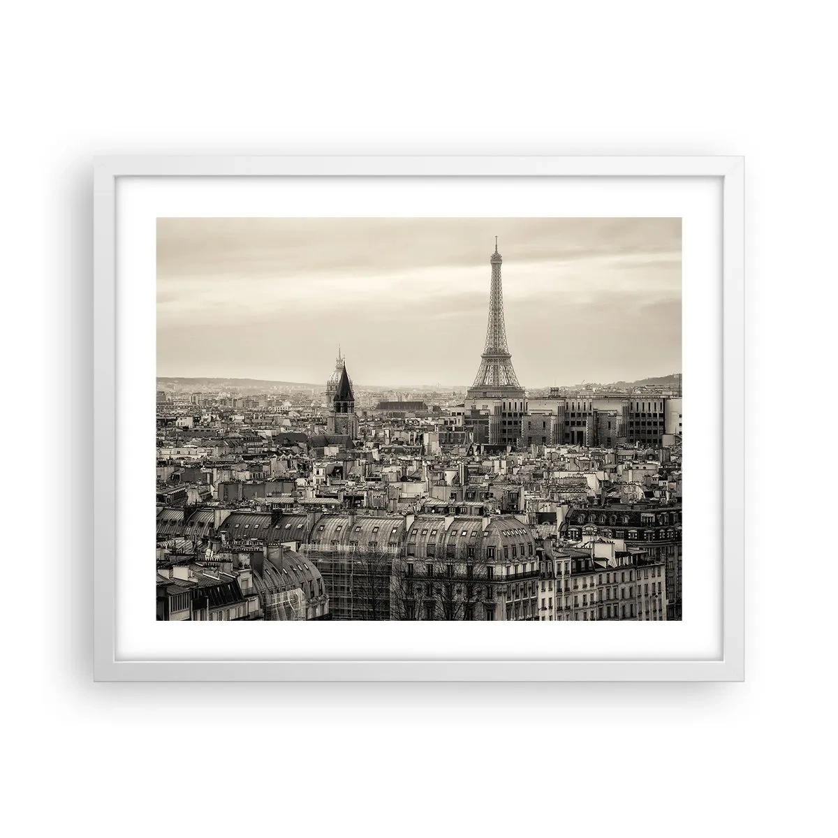 Plakat i hvid ramme - Over Paris' hustage - 50x40 cm