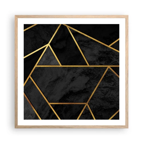 Plakat i ramme af lyst egetræ - Mørke og lys - 60x60 cm