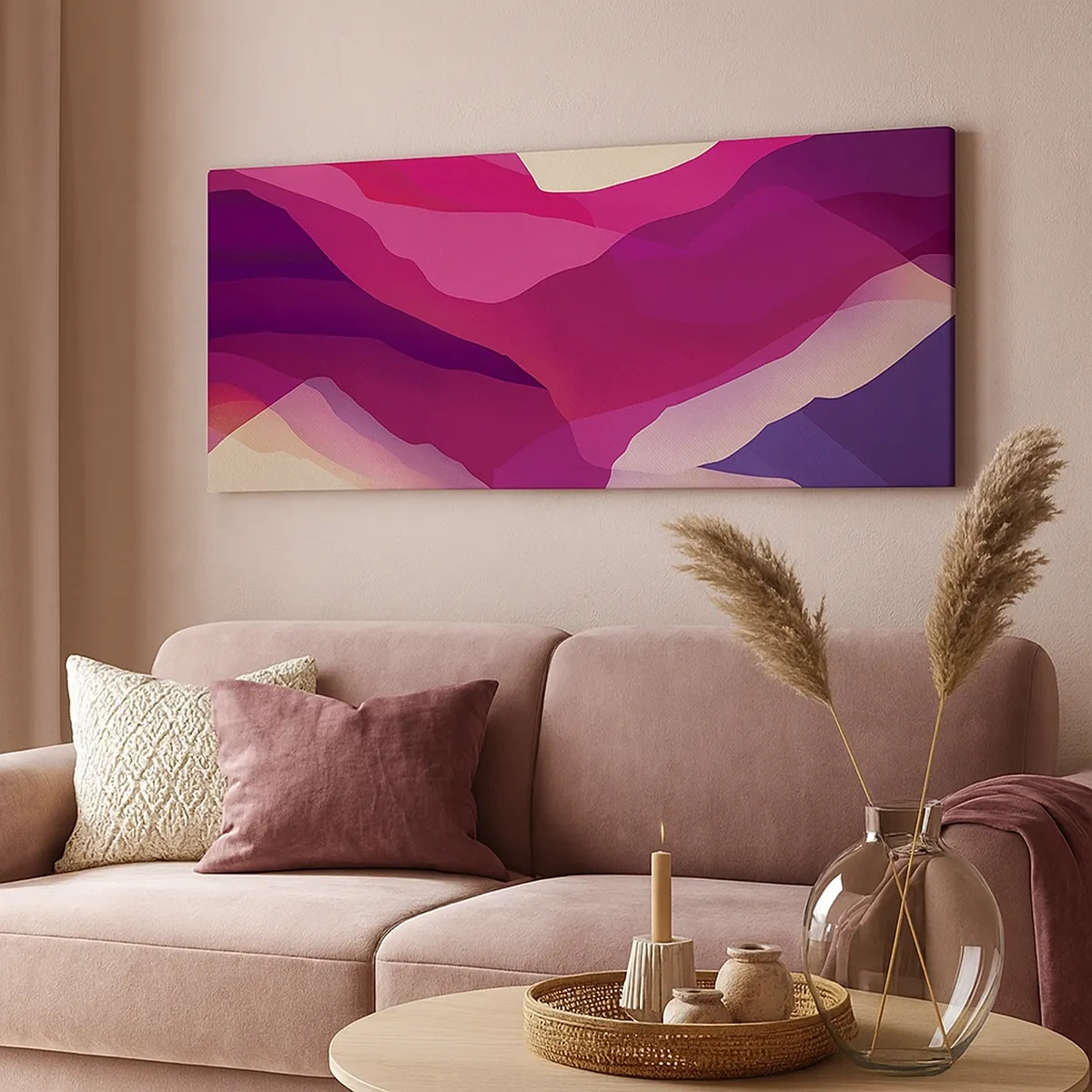 Lærredstryk - Billede på lærred - Bølger i lilla - 30x30 cm