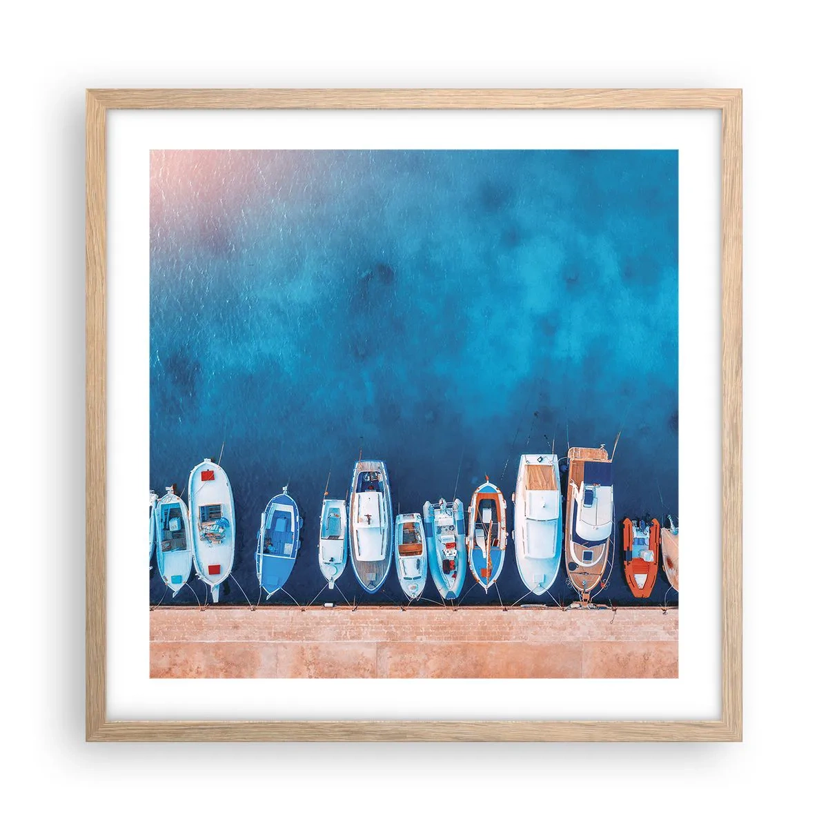Plakat i ramme af lyst egetræ - I én række - 50x50 cm