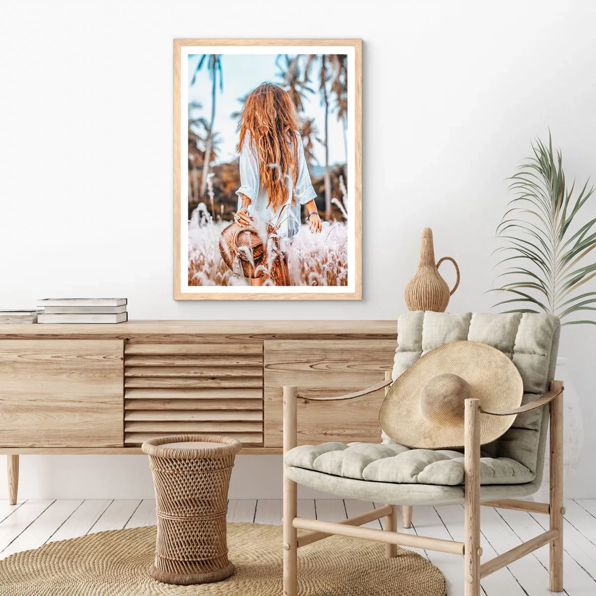 Plakat i ramme af lyst egetræ - Født af græsdun - 40x50 cm