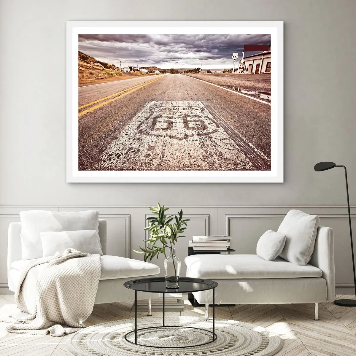 Plakat i hvid ramme - Mother Road - amerikansk legende - 91x61 cm