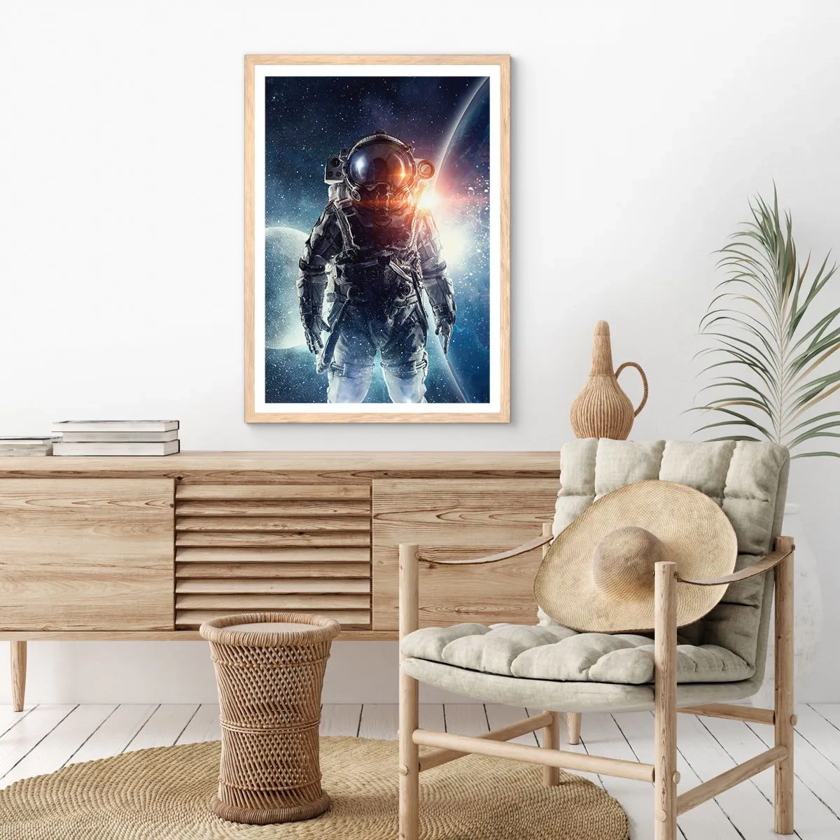 Plakat i ramme af lyst egetræ - Et kosmisk eventyr - 50x70 cm