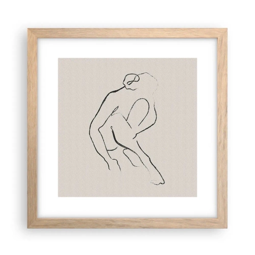 Plakat i ramme af lyst egetræ - Intim skitse - 30x30 cm