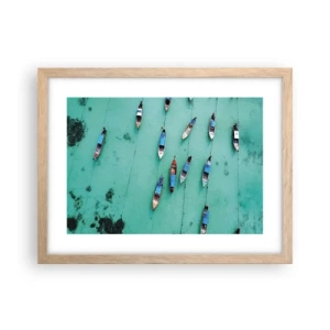 Plakat i ramme af lyst egetræ - I glædelig forventning - 40x30 cm