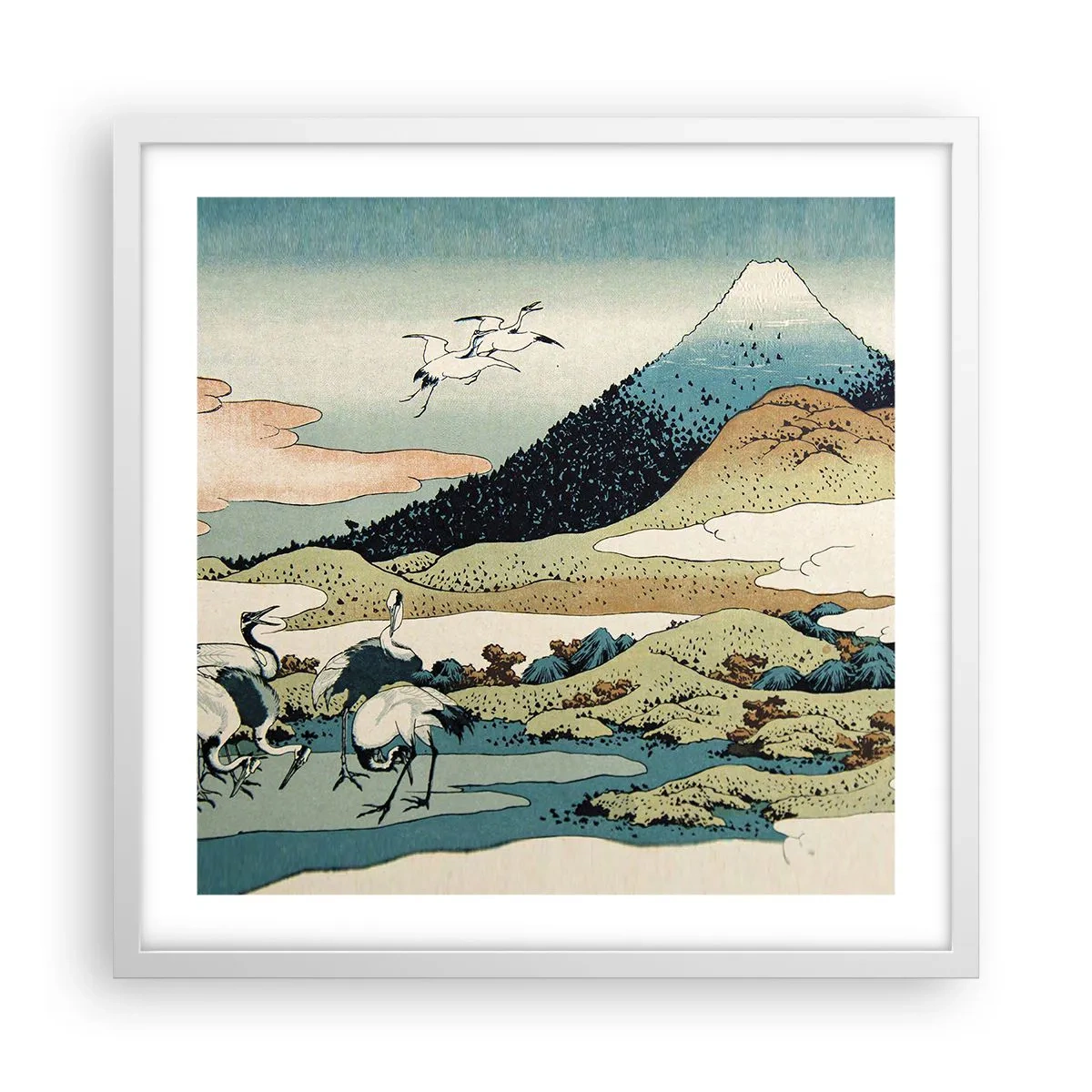 Plakat i hvid ramme - I japansk ånd - 50x50 cm