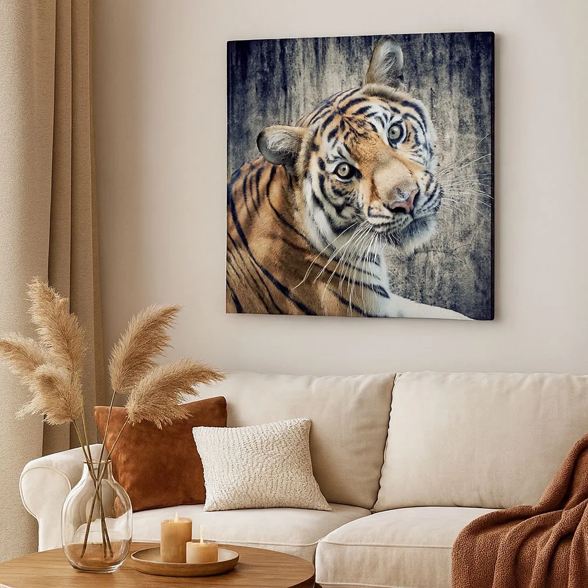 Lærredstryk - Billede på lærred - Portræt i lysstrømme - 30x30 cm