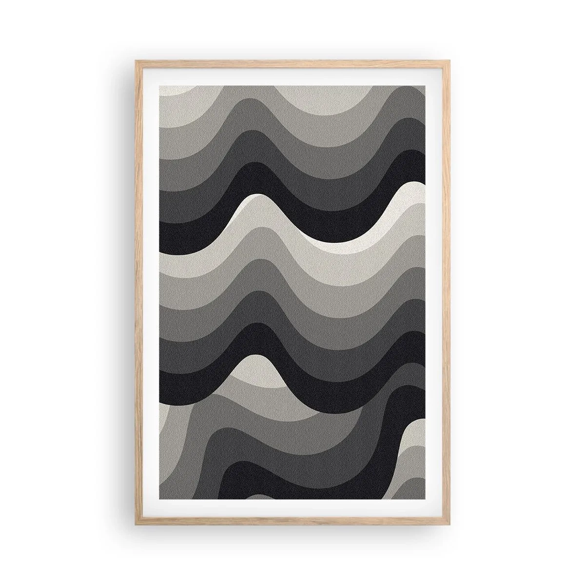 Plakat i ramme af lyst egetræ - Bølge efter bølge - 61x91 cm