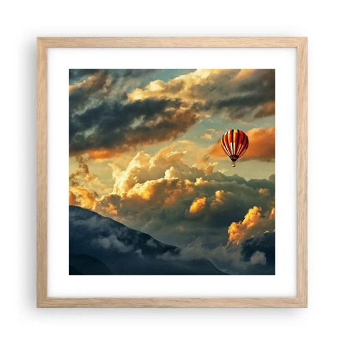 Plakat i ramme af lyst egetræ - Jeg går, fordi jeg vil - 40x40 cm