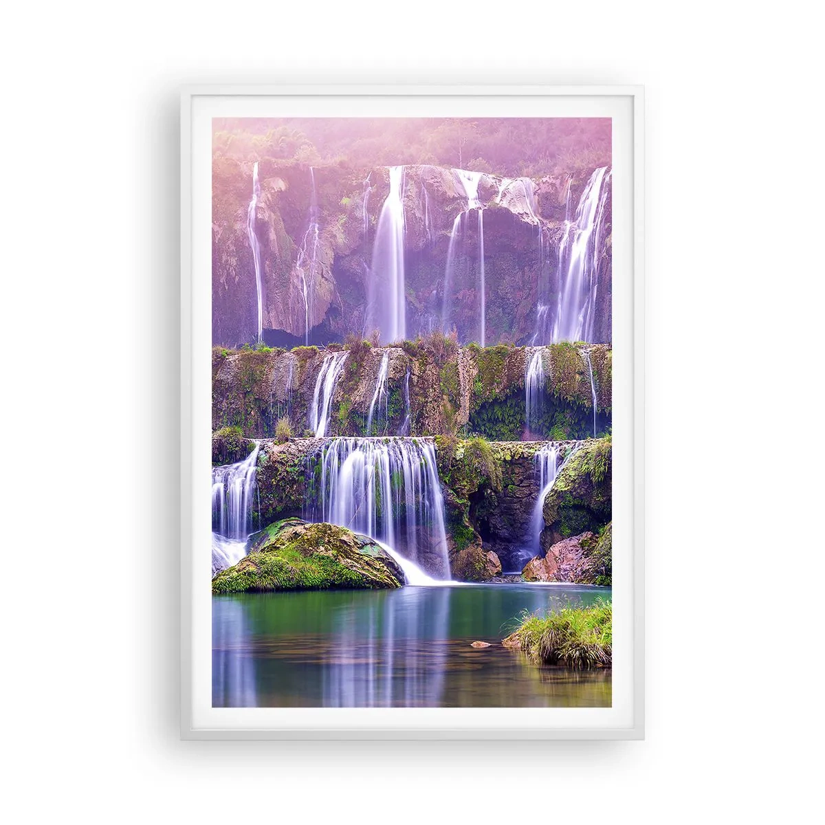 Plakat i hvid ramme - Trappe til himlen - 70x100 cm