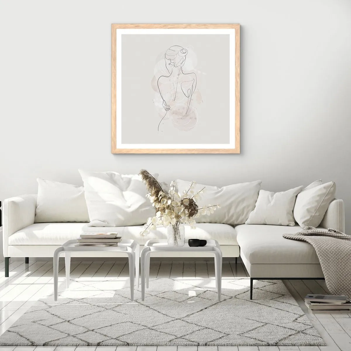 Plakat i ramme af lyst egetræ - Som et følsomt instrument - 30x30 cm