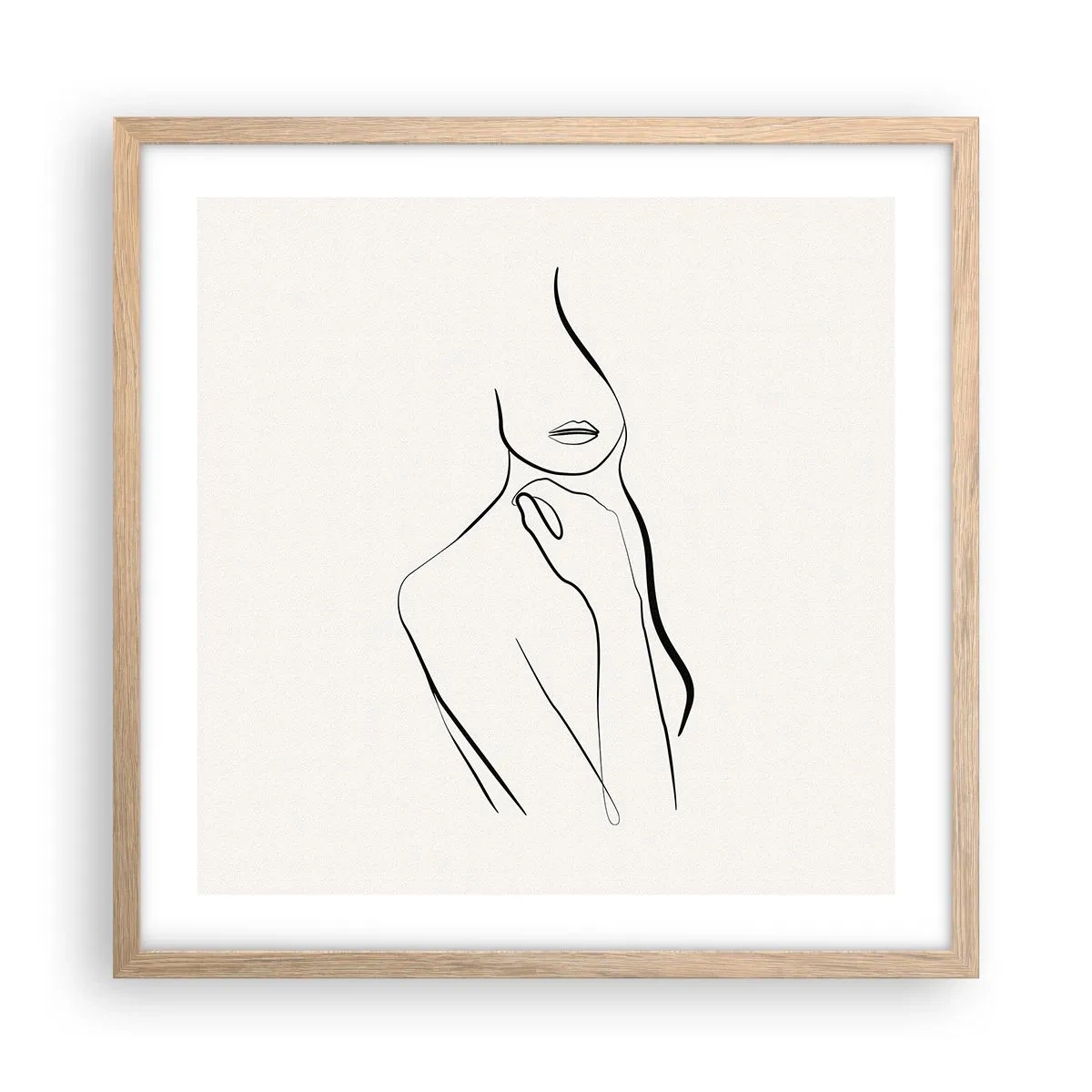 Plakat i ramme af lyst egetræ - Bølge af melankoli - 50x50 cm